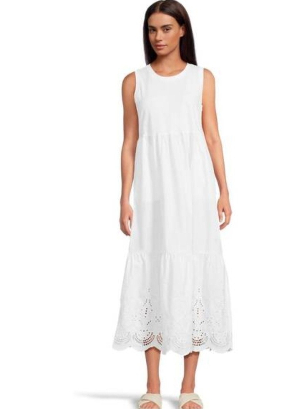 Elliott Lauren White Sleeveless Eyelet Maxi Dress | Size M - NWOT